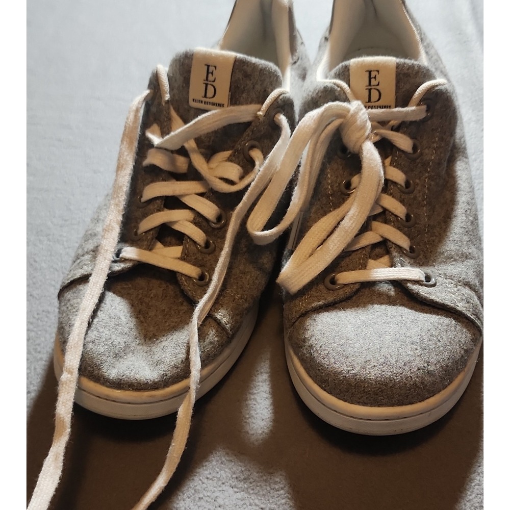 Ellen DeGeneres CHARALA Men's Gray Lace Up Sneakers Textile Leather Size 9.5